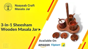 Naayaab Craft 3 in 1 Sheesham Wooden Spice Jar Serving Set With Stand