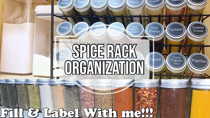 SMALL SPICE CABINET ORGANIZATION | FILL & LABEL GLASS JARS WITH ME! | AMAZON SPICE RACK REVIEW
