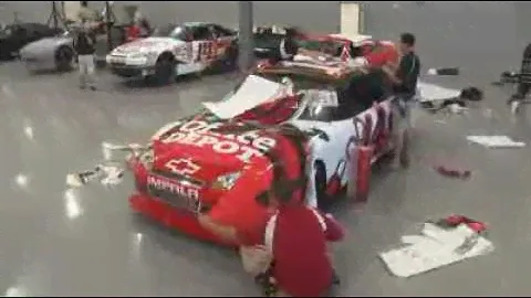 Tony Stewarts Car Being Wrapped for Chicago