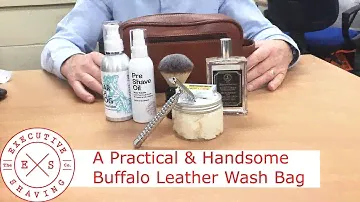 A Practical & Handsome Buffalo Leather Wash Bag @ The Executive Shaving Company