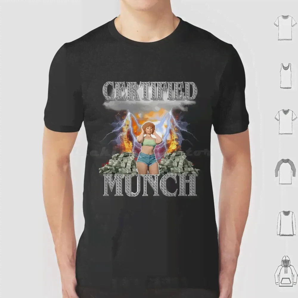 Сертифицированная Ice Spice Футболка Munch Из хлопка Для Мужчин И Женщин с принтом "Сделай сам", Сертифицированная Munch Cie Spice, Сертифицированная Ice Spice, Музыка Рэпера Munch-0