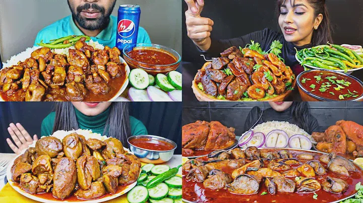 EATING EXTRA SPICE CHICKEN LIVER CURRY WITH RICE ,CHILLI EATING SHOW