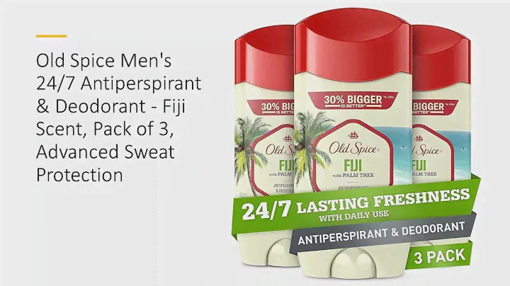 Old Spice Men's 24/7 Antiperspirant & Deodorant - Fiji Scent, Pack of 3, Advanced Sweat Protection