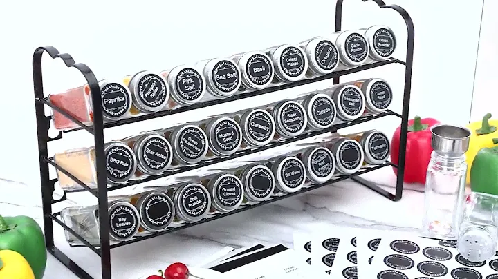 Spice Rack Organizer with  Spice Jars, Spice Labels, Set for Cabinet, Countertop, Pantry